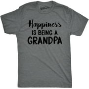 Mens Happiness Is Being a Grandpa Funny Papa Family Graphic Fathers Day T shirt (Dark Heather Grey) - 5XL