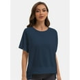 thumbnail image 3 of T-Shirts for Women Crew neck Short Sleeve Casual Summer Tops Lightweight Loose Blouse, 3 of 6