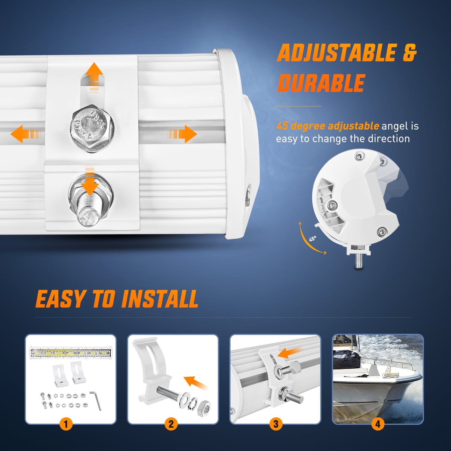 Nilight Marine LED Light Bar Navigation Lights 12Inch White Spot Flood Combo Ponton Boat Deck Dock Lights for Night Fishing T-top Stern Yacht Port Sailboat Trucks Tractors, 2 Years Warranty
