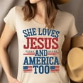thumbnail image 4 of She Loves Jesus and America Too Shirt – Christian Patriotic Graphic Tee, Gold, Size 3XL, 4 of 6