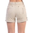 thumbnail image 4 of Pantalones cortos cargo para mujer Color sólido Bolsillo con solapa enrollada Casual Senderismo Verano 2023 Trendy Beige Manga enrollada Dobladillo X-Large, 4 of 5
