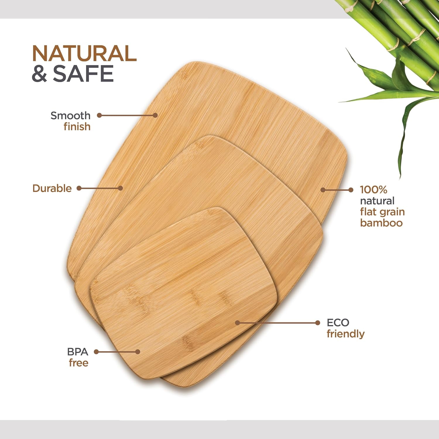 Bamboo Cutting Board Set - 3 Piece Reversible Wood Cutting Boards for Kitchen, Meal Prep & Serving, Chopping Meat, Vegetables, Fruit, Cheese, Charcuterie - Assorted Sizes
