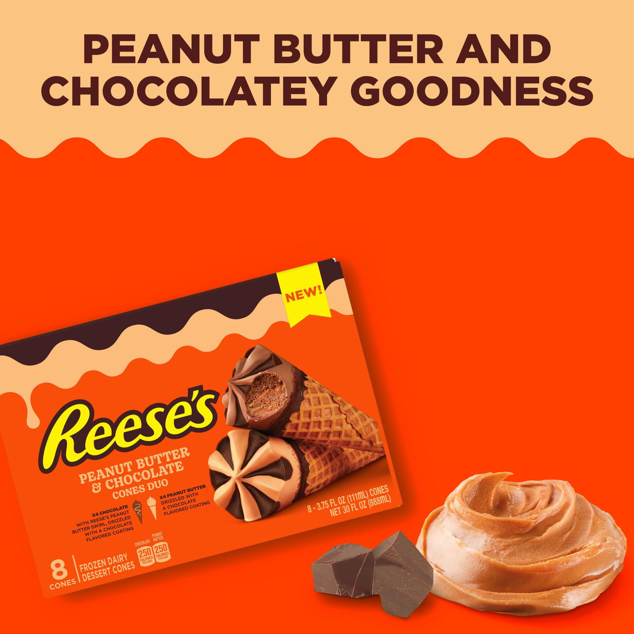 Reese's Crispy Peanut Butter and Chocolate Frozen Dairy Dessert Cones Nonfat Milk, 8 Count