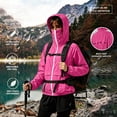 thumbnail image 2 of Vmvidoty Women's High Collar Zippered Pockets Waterproof Raincoat Lightweight Rain Jacket Hooded Windbreaker for Outdoor Hot Pink L, 2 of 9