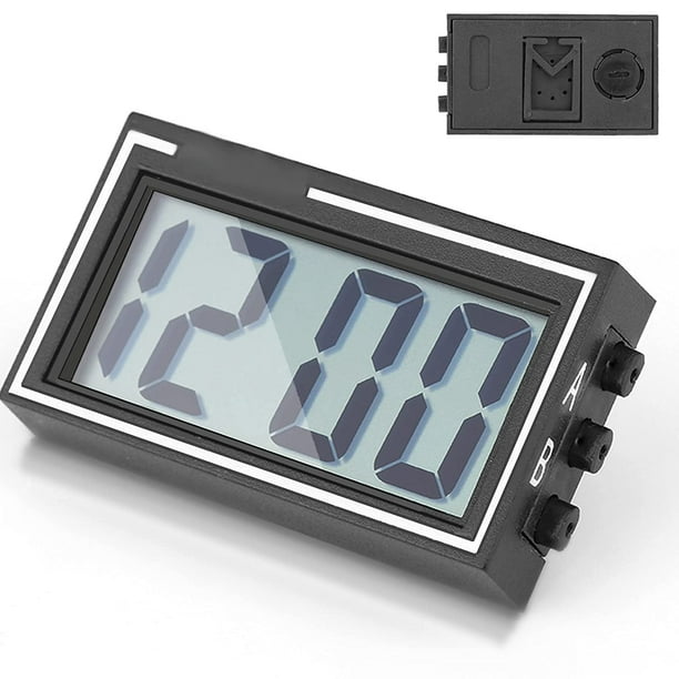 Kleine Auto-Armaturenbrett-Digitaluhr LCD-Anzeige Uhrzeit Datumsanzeige  Selbstklebende Digitaluhr mit Ständer