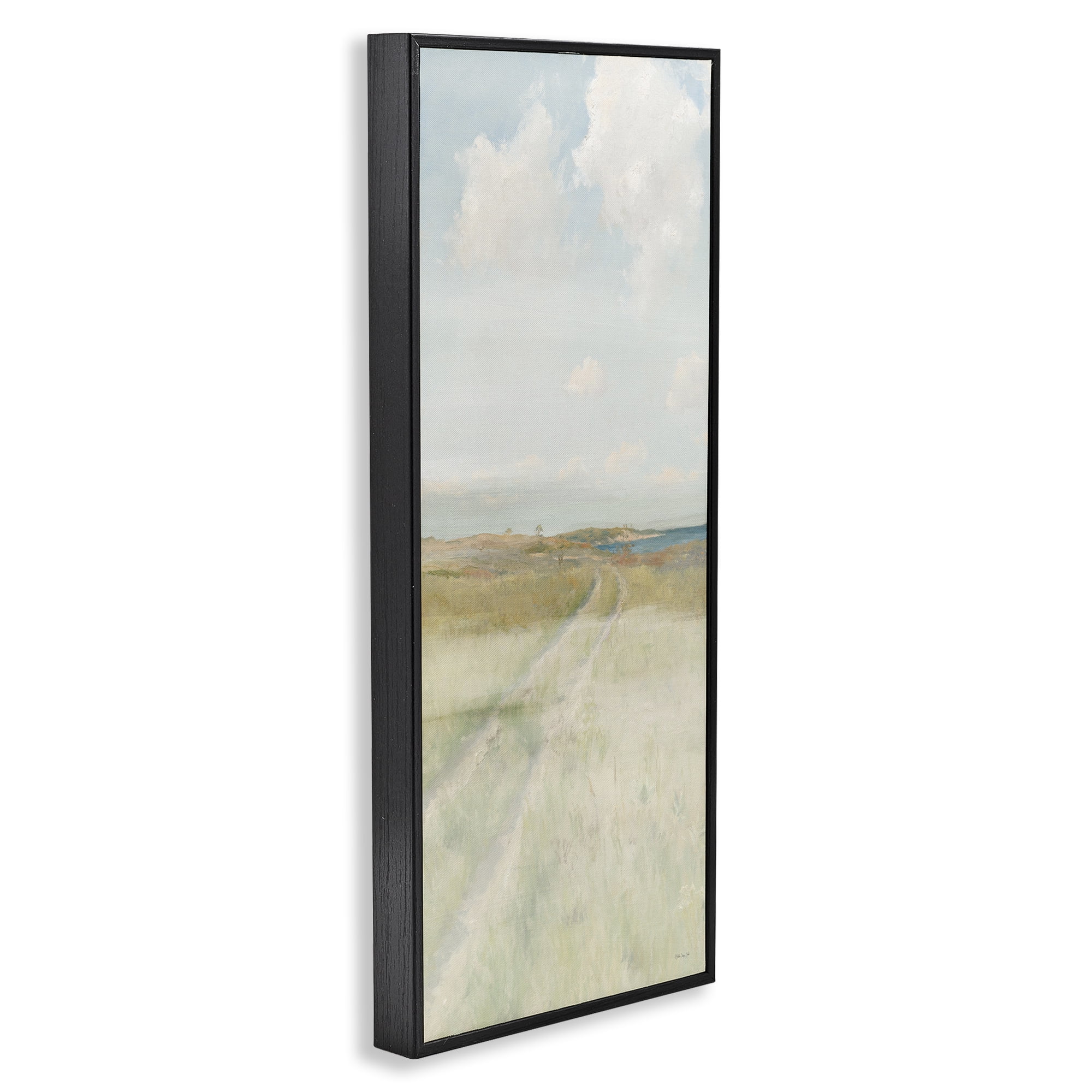 Stupell Industries Path To Beach Landscape Painting Black Framed Art Print Wall Art, 13 x 30