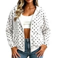 thumbnail image 2 of IUYRTFE Women's Polka Dot Zip Up Hoodie with Pockets Drawstring Long Sleeve Casual Jacket, 2 of 9