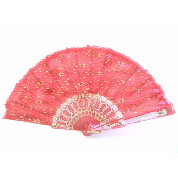 Dual-layer Thick Hand Fan-red