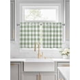 thumbnail image 2 of Sage Green Check Half Window Curtain 36 Inches Long, Modern Rustic Green Buffalo Plaid Window Treatment Curtain Drapes, Small Tier Curtains for Bathroom Over Sink, 27.5"x36", 2 Panels, 2 of 7