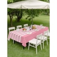 thumbnail image 3 of Outdoor Tablecloth with Umbrella Hole and Zipper, Pink Anchor Rectangle Table Cloth 52x70 Inch Waterproof Tablecloth, Modern Nautical White Geometric Stripes Picnic Table Cover for Patio Camping, 3 of 7