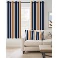 thumbnail image 2 of Orange Navy Blue Striped Blackout Curtains 84 Inches Length, Modern Minimalist Ombre Lines Window Treatment Thermal Insulated Drapes for Bedroom Living Room 2 Panels 104x84 Inches, 2 of 8