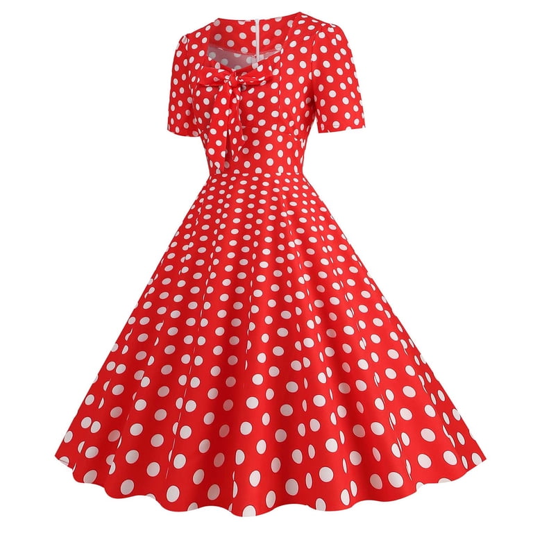 1950s Rockabilly Dresses for Women Retro Sweetheart Neck Short Sleeve Flowy  Gingham Dress with Front Bow Women's 50s 60s A Line Party Cocktail Tea  Dresses Vintage Style S-XXL - Walmart.com