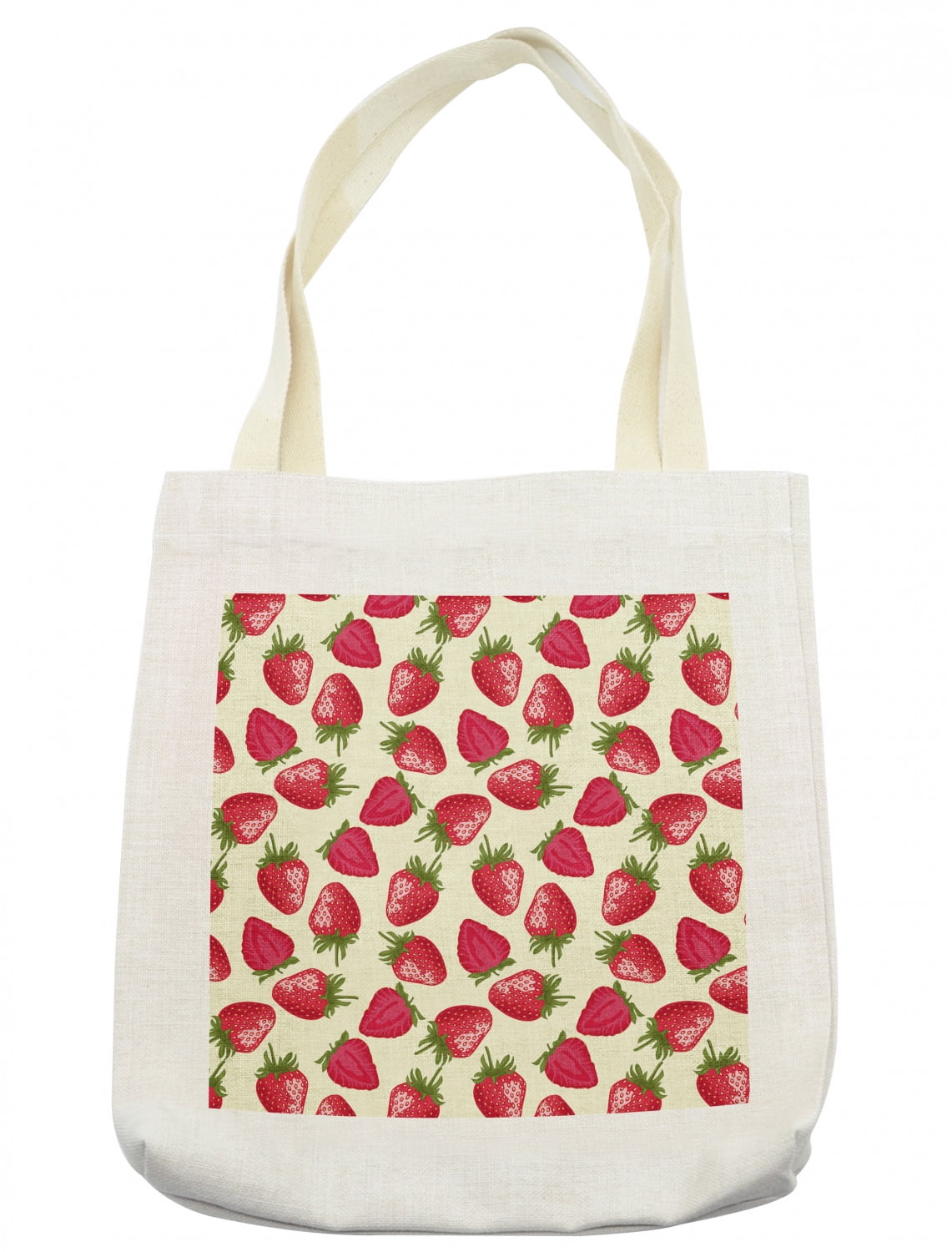 Fruits Tote Bag, Strawberries Vivid Growth Plant Vitamin Organic Diet