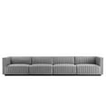 thumbnail image 3 of Modway Conjure Channel Tufted Upholstered Fabric 4-Piece Sofa in Black Light Gray, 3 of 10