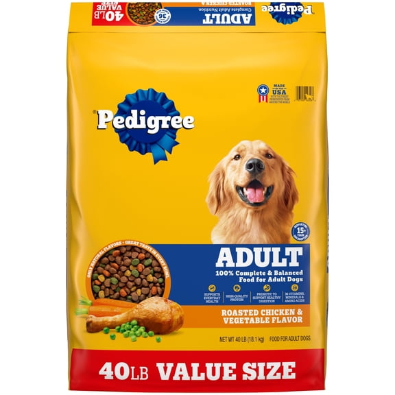 Pedigree Complete Nutrition Adult Roasted Chicken & Vegetable Flavor Dry Dog Food, 40 lb Bag