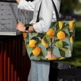 thumbnail image 7 of Zufioo Retro Warm Lemon Flower Print Large Capacity Beach Travel Bag, Zippered Pocket Foldable Hand-held Shoulder Beach Bag, 7 of 7