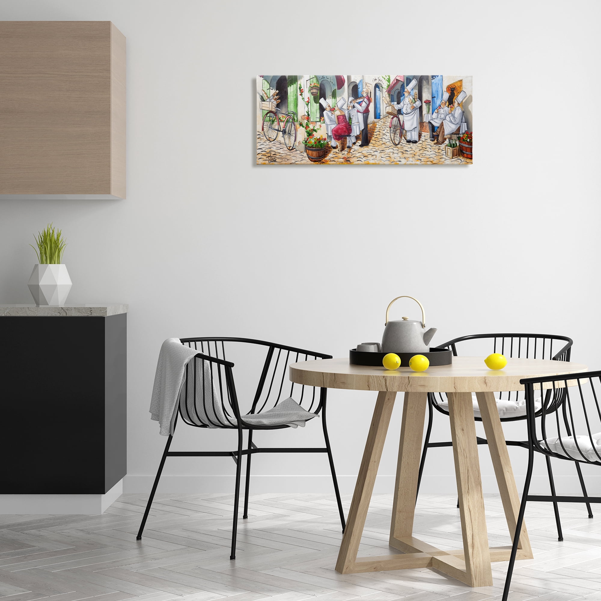 Stupell Industries Town Café Chefs Scenery Painting Gallery Wrapped Canvas Art Print Wall Art, 30 x 13