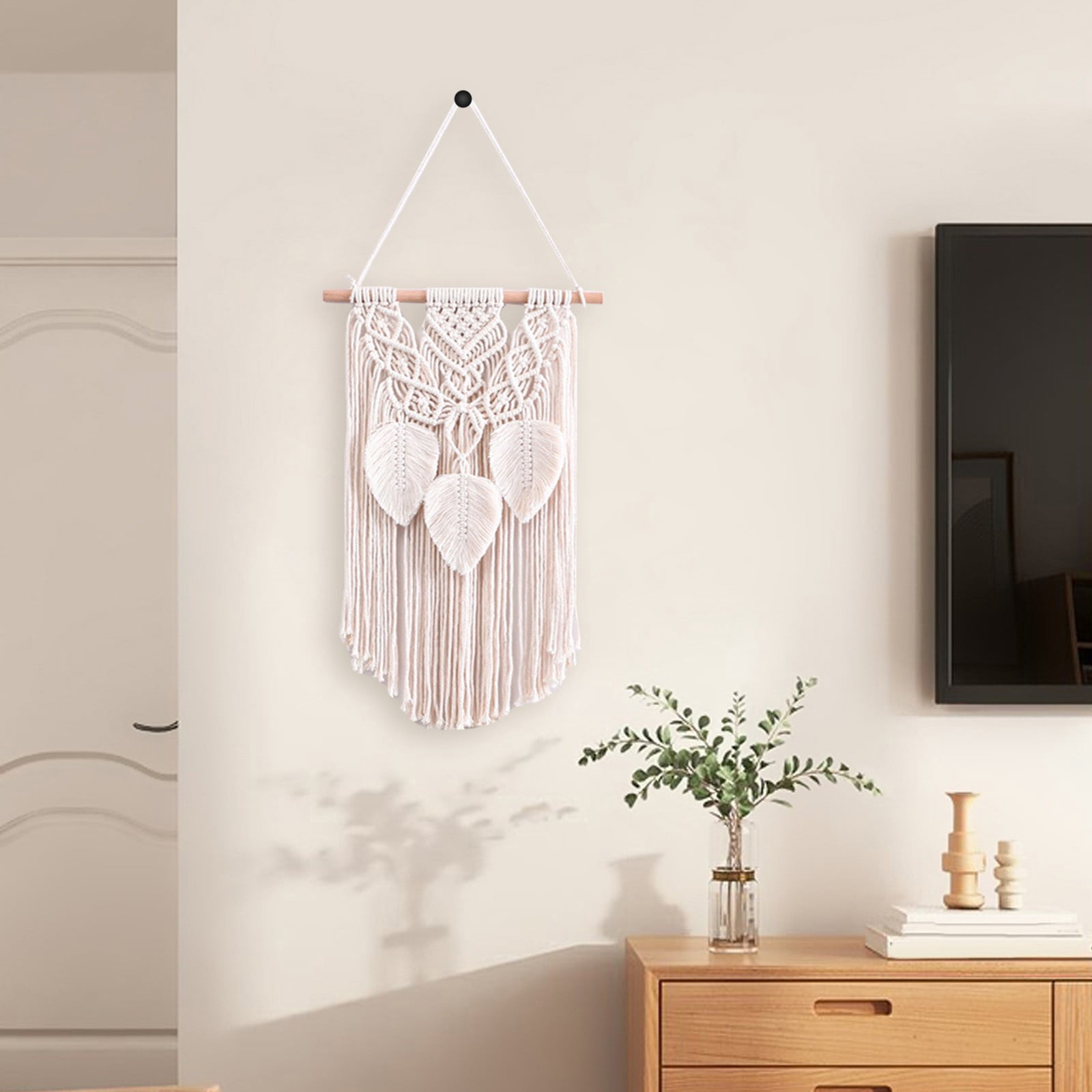 Nanoei Wall Hanging Decor, Cotton Rope Tassel Tapestry Hand Woven, Bohemian Macrame Wall Art for Living Room Bedroom Dorm Home Decor Grey