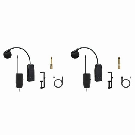 2X Violin Wireless Microphone Musical Instrument Microphone Stage Performance Audio Receiver and Transmitter Long Clip,Black