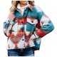 thumbnail image 2 of Pntutb Chaqueta suelta de manga larga de lana con estampado vintage y bolsillo con botones para mujer Liquidación Pntutb Pntutb-1457, 2 of 6