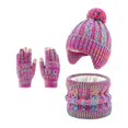 thumbnail image 5 of mgoYE Girls Boys Solid Color Beanie Hat Glovs Set Fleece Lined Winter Hat with Pom Pom for Cold Weather, 5 of 5