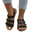 thumbnail image 4 of Women’s Flat Sandals, Soft Straps Slip-on Open Toe Light Weight Elastic Slingback Comfort Casual Walking Sandals Black 4.5, 4 of 7