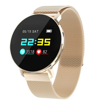 T5 Smart Watch 1.04 inch Colorful Screen Tempered Glass 128*96 Pixel BT4.0 Heart Rate Blood Oxygen Blood Pressure Calorie Fitness Alarm IP67 Waterproof Fashion Sports Magnetic Strap Smartwatch for (Best Rated 27 Inch Monitor)
