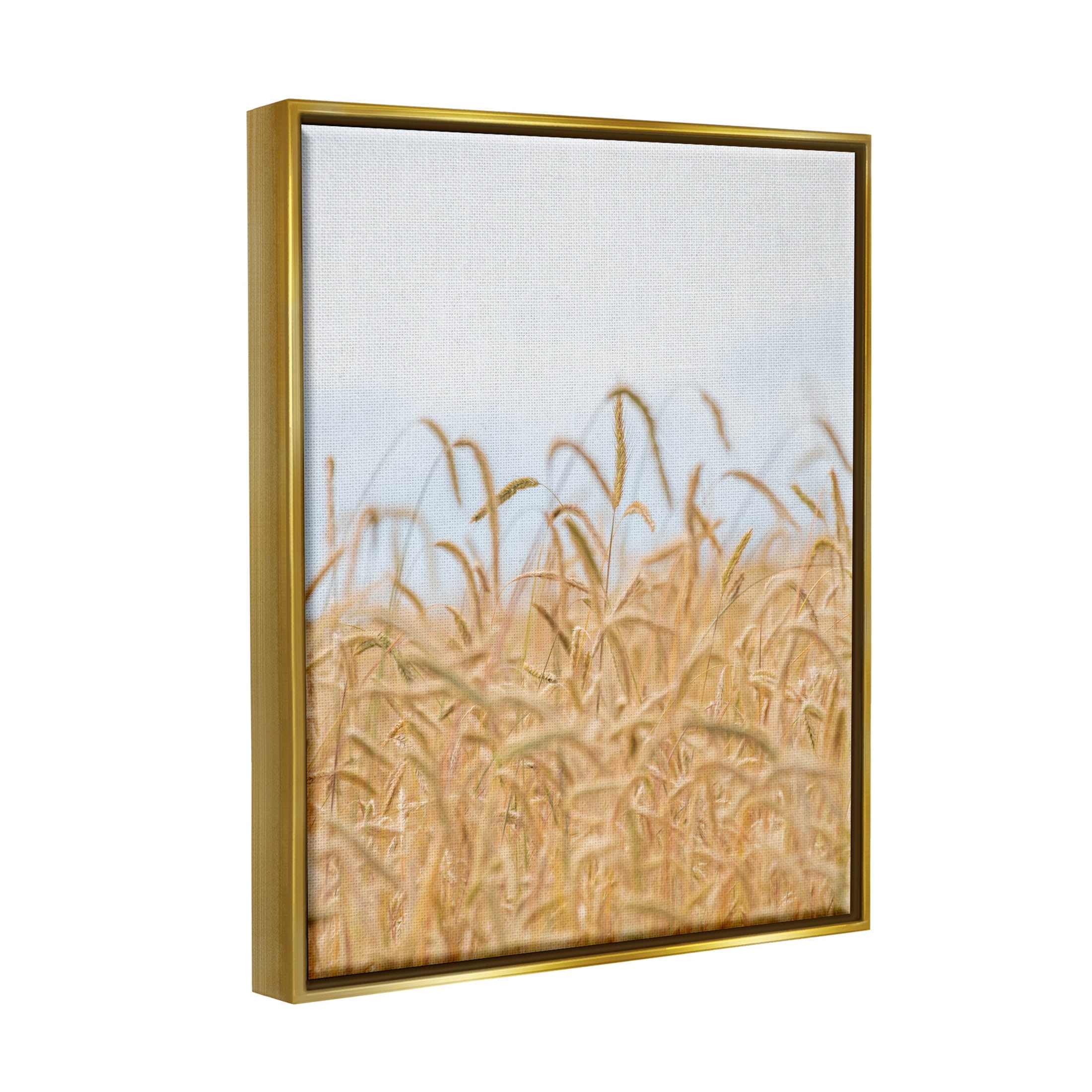 Rural Wheat Field Crops Landscape Photograph Metallic Gold Framed Art Print Wall Art