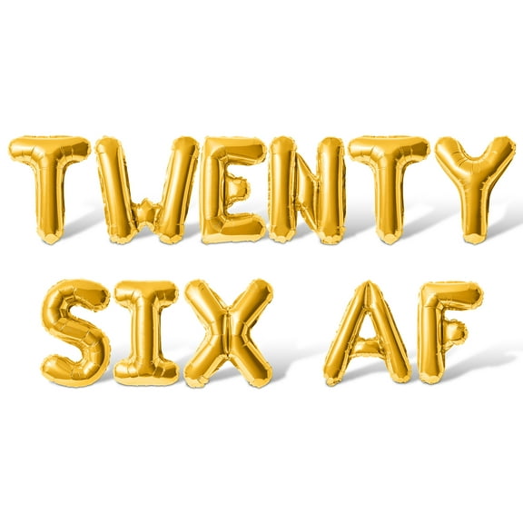 Letter Balloons - TWENTY SIX AF 16" Inch Alphabet Letters Foil Mylar Balloon 26th Birthday Party Banner (Gold)