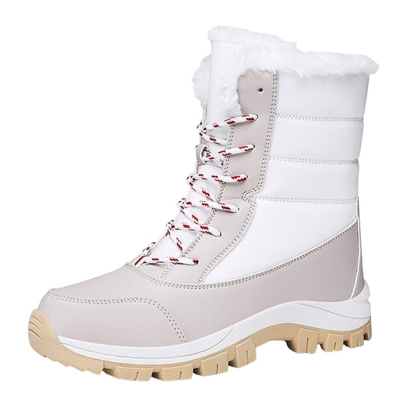 Oyedens Womens Winter Ski Snow Boots with Lining Warm Waterproof Anti-Slip Mid Calf Skiing Boots