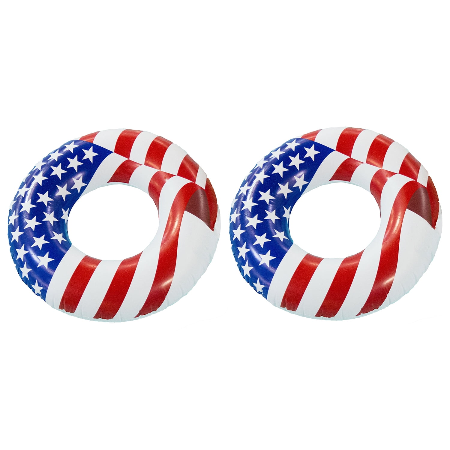 Swimline 36' Inflatable American Flag Swimming Pool and Lake Tube Float (2 Pack)