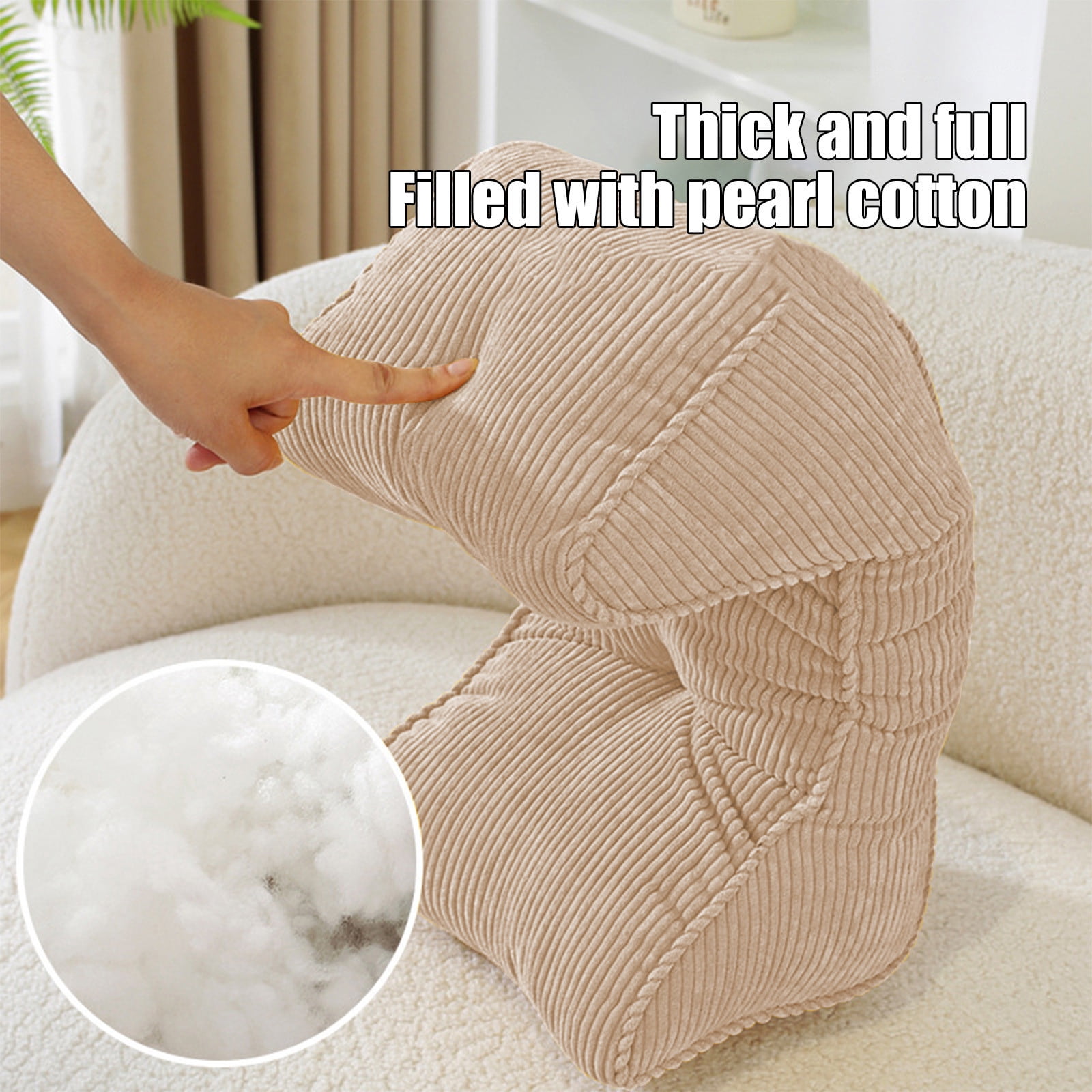 Steadline Ergonomic Back Support Pillow - Corduroy Lumbar Cushion for Office Car Sofa Bed - Comfortable Posture Corrector for Long Term Sitting