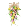 thumbnail image 3 of Guirnalda decorativa de tulipanes en forma de lágrima con un lazo para decorar puertas y Amarillo Blanco Rosa, 3 of 9