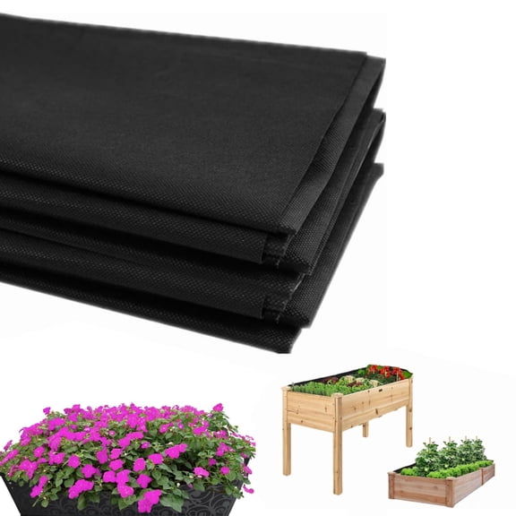 Non Woven Plant Liner,5.31x6.89ft Non Woven Garden Bed Mat,Black Planter Mat,Breathable Outdoor Planter Liner for Garden,1pack