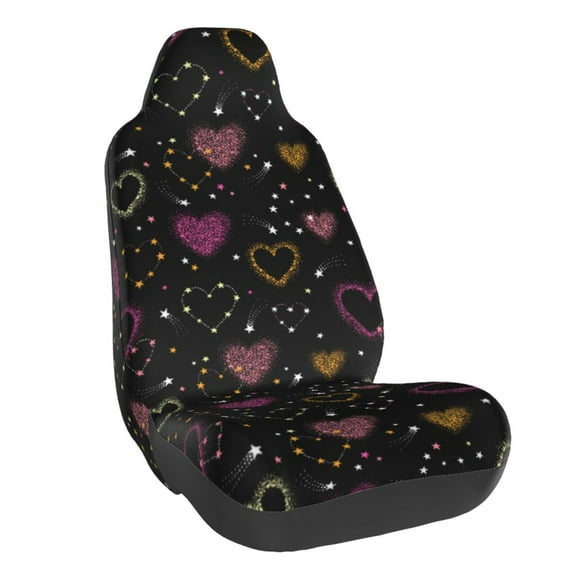 Naloa Heart and Stars Car Seat Covers Universal Front Seat Coves for Car Accessories ,Padded Car Covers for Automotive, SUV, Truck, and Van