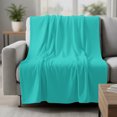 thumbnail image 2 of Turquoise Throw Blanket for Couch, Soft Lightweight Flannel Fleece Blanket, Modern Pure Turquoise Microfiber Plush All Season Decorative Blankets Gifts for Sofa Bed 50"x60", 2 of 9