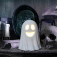 thumbnail image 6 of Halloween Decoration Light Up Ghost Decorations Indoor Ghost Lamp Resin Decoration Ceramic White Ghost Figurines Ghost Statue Cute Ghost Sculpture Spooky Halloween Decor for Home Table Tray, 6 of 7