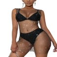 thumbnail image 1 of Robe en Maille Transparente Aguichant pour Femmes, Résille à Strass, Paréo de Bikini, Sortie de Plage, Robe Midi de Festival Rave/Boîte de Nuit, 1 of 6