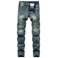 thumbnail image 2 of cllios Mens Distressed Biker Slim Jeans Stretched Ripped Denim Pants Skinny Destroyed Fashion Stretch Jeans, 2 of 9