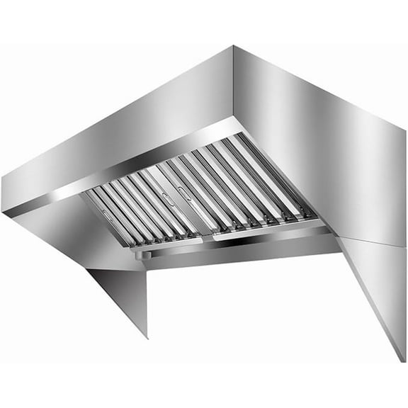 Commercial Exhaust Hood, 6FT Food Truck Hood Exhaust, 201 Stainless Steel Concession Trailer Hood with 2 Detachable U-shaped Grid Oil Filter Mesh, Rust Resistant Vent Hood for Kitchen Restaurant