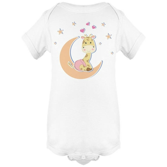 Baby Giraffe Moon Sticker Bodysuit Infant -Image by Shutterstock, Newborn