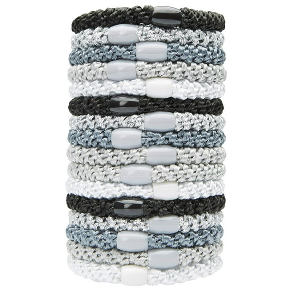 L. Erickson Grab & Go Ponytail Holders, Light Silver Metallic, Set of Fifteen - Exceptionally Secure with Gentle Hold