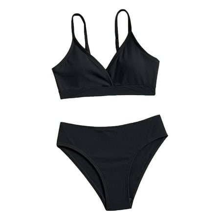 Toddler Girl 2 Piece Bathing Suit Swimsuit Sport Solid High Girls Bathing Suits Cover Up Waist Bikini Set Swimwear Swimsuit for Girls 16 Bathing Suit