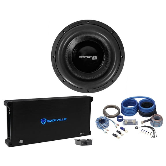 Rockville Destroyer 12D1 12" Competition Car Subwoofer Mono Amplifier Amp Kit