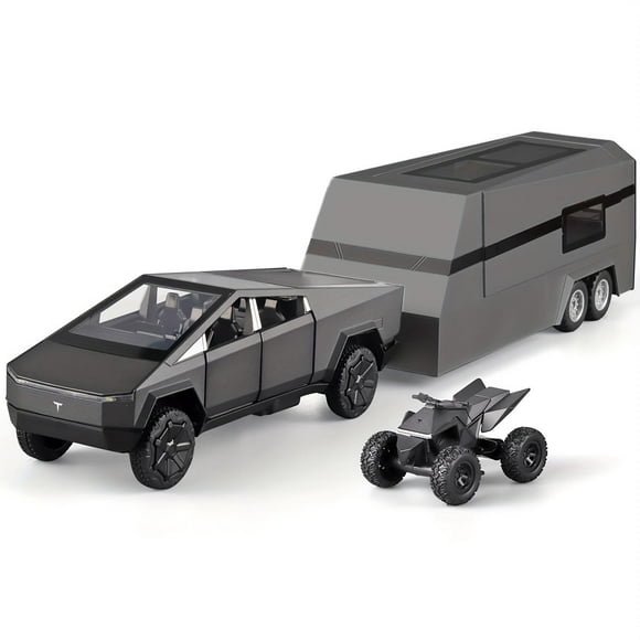 1/32 Scale Silver Tesla Cybertruck Diecast Model Toy - Alloy Pickup Truck with Sound & Light Effects