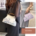 thumbnail image 6 of Women's Fabric Top Handle Satchel Bag Shell Clip Chain Crossbody Clutch Flower Embroidery Shoulder Bag Handbag Purse, 6 of 7