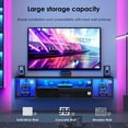 thumbnail image 4 of Soges 55" LED Floating TV Stand Entertainment Centre , LED Media Console TV Cabinet with 2 Headphone & 4 Gaming Handle Hooks, Wall Mounted TV Table with Cable Management, Black, 4 of 8