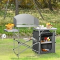 thumbnail image 2 of Costway Foldable Camping Table Outdoor BBQ Portable Grilling Stand w/Windscreen Bag, 2 of 9