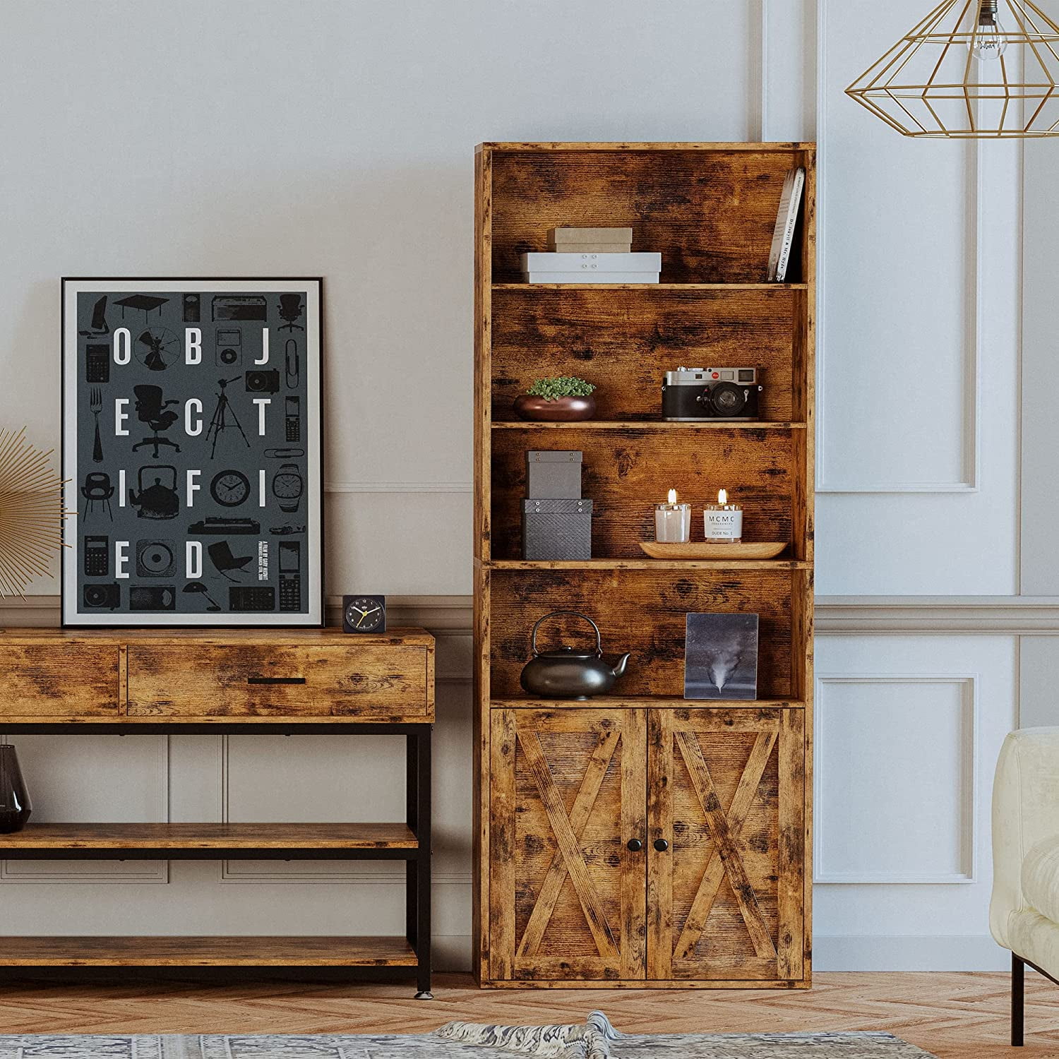 IRONCK Industrial Interior Shelf Unit with 6 Shelves, Living