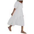 thumbnail image 1 of Robes Noires pour Femmes Mode Femmes Ample Couleur Unie Col Rond Manches Bouffantes Robe Décontractée Manches Courtes, 1 of 6